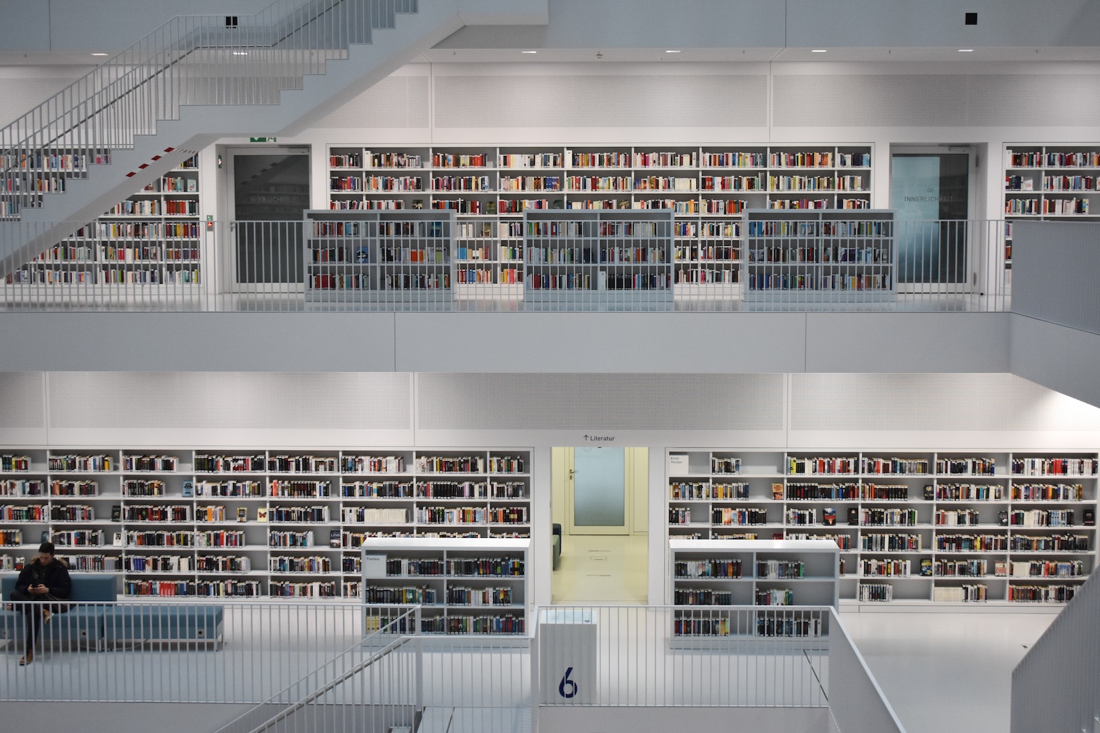 Interior of Public Library in Stuttgart Germany