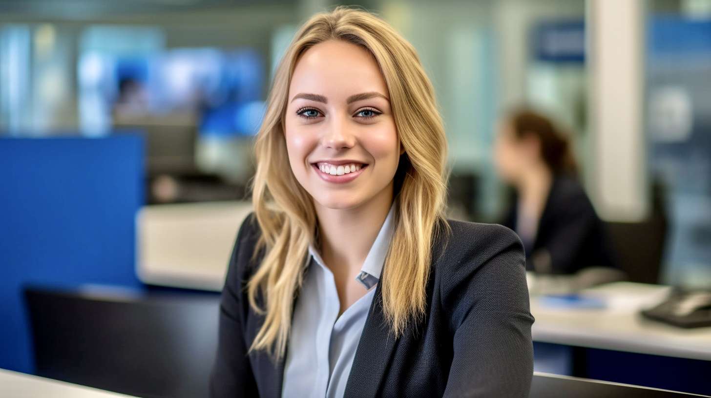 absender_a_smiling_young_female_bank_manager_at_her_desk_in_a__5141128b-459d-4d27-8d91-5f2e37f5e66d
