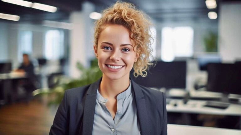 absender_a_smiling_young_ordinary_female_working_in_a_public_o_c4bf9a26-2502-41d3-8e5d-0b463a301110