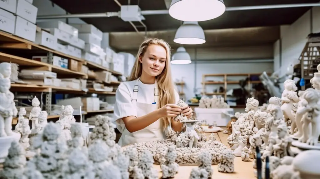 Eine junge Frau während ihrer Keramiker Ausbildung