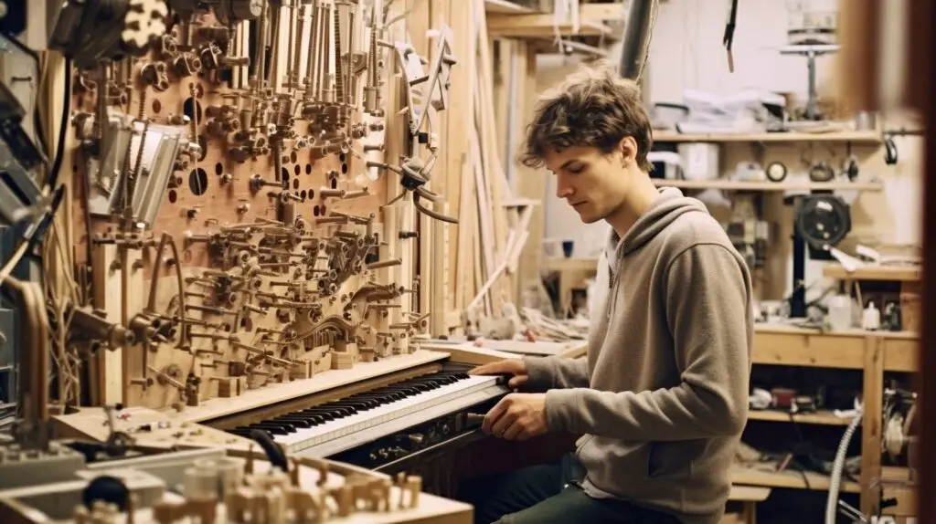 Ein Mann während seiner Ausbildung zum Orgel- und Harmoniumbauer in Deutschland
