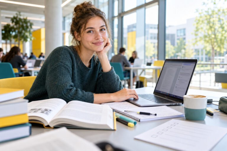 Studentin prüft KI-Schreibtools im Studium