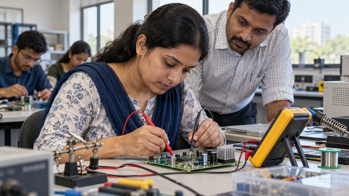 Praktisches Lernen an Elektronik in Indien