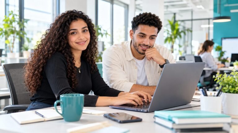 KI-Symbolbild: junge ägyptische IT-Fachkräfte in einem modernen Büro