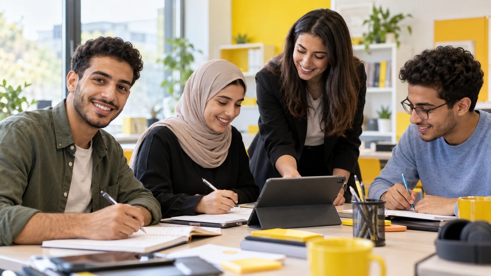 junge Erwachsene aus Ägypten in einem modernen Sprachkurs