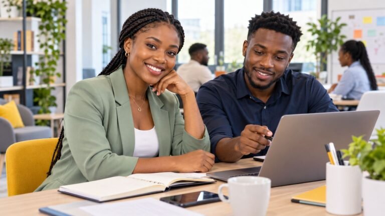 Erwachsene aus Ghana in einem modernen Büro