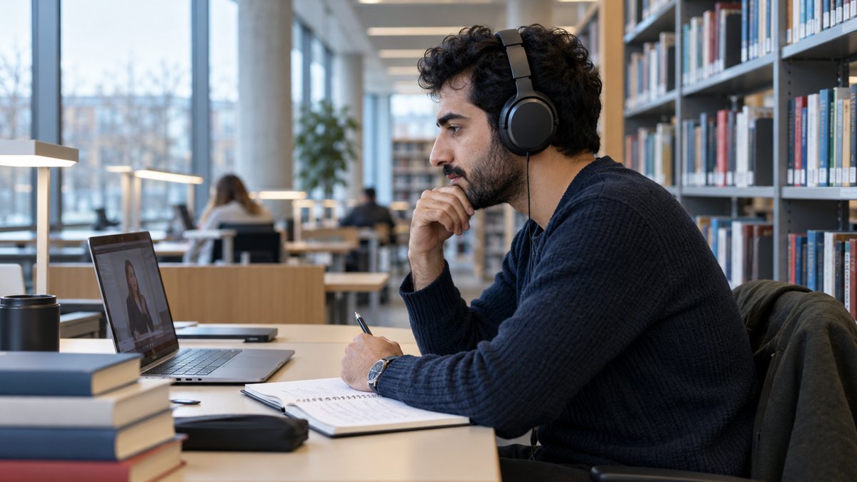 Sprachlernen in einer Bibliothek
