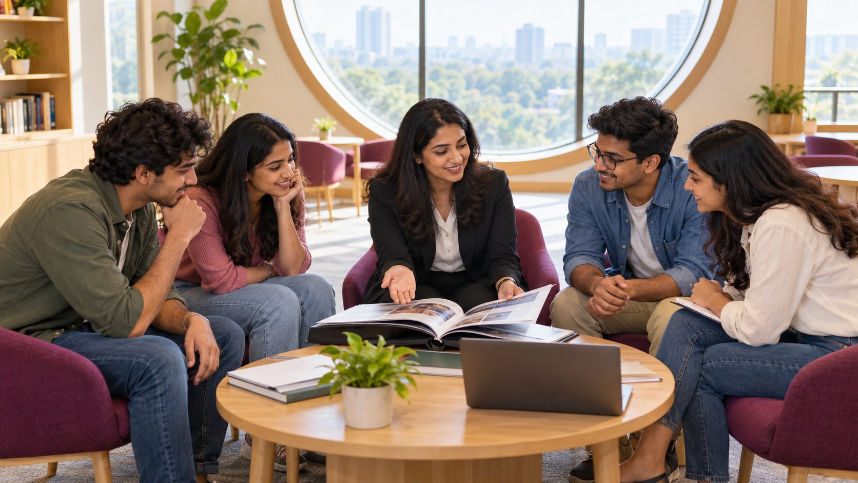 Erwachsene indische Studieninteressierte besprechen ihre Bildungsplanung