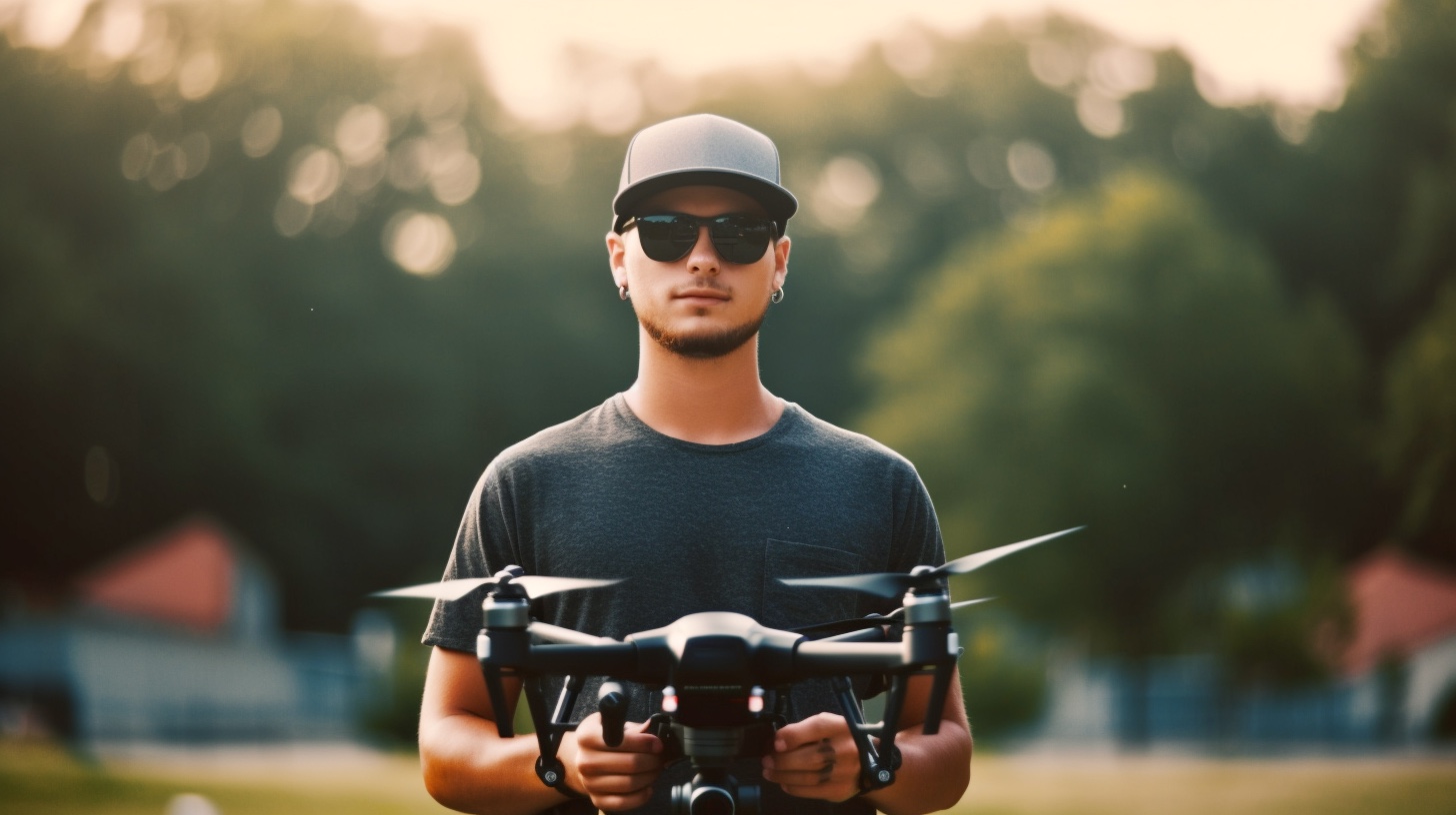 Ein junger Operator trainiert mit Drohnen in der Kriegsführung